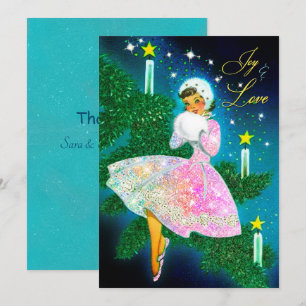 Vintage God Julljus, iridescent glitter Tack Kort
