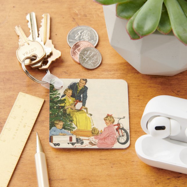 Vintage God morgon, Familjeöppning i Presenter Nyckelring (Skrivbord)