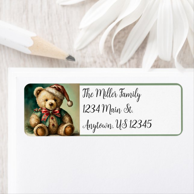 Vintage God Nalle Returadress Etikett (Insitu)