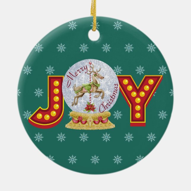 Vintage God snö, snöflingor Julgransprydnad Keramik (Baksidan)