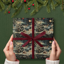 Vintage God Village Wrapping Papper Presentpapper