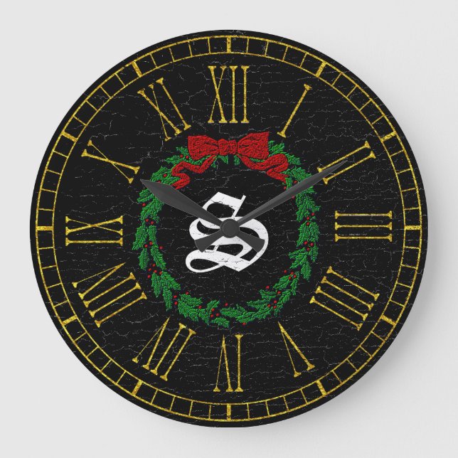 Vintage God WAN Monogram Stor Klocka (Framsida)