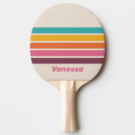 Vintage Godis Regnbåge Tvärgående Randig med Namn Pingisracket