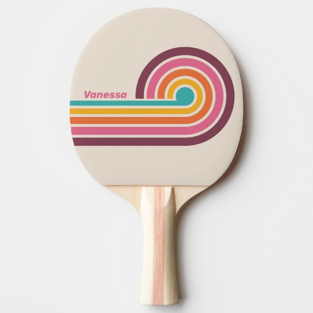 Vintage Godis Regnbågsränder med Namn Pingisracket (Framsidan)