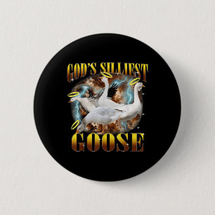 Vintage Gods Silliest Goose Funny Fånig Goose Pun Knapp