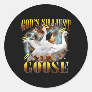 Vintage Gods Silliest Goose Funny Fånig Goose Pun Runt Klistermärke