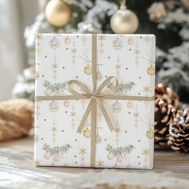 Vintage Gold Christmas Ornament  Presentpapper (Skapare uppladdad)