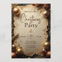 Vintage Gold Christmas Party Invitation Inbjudningar