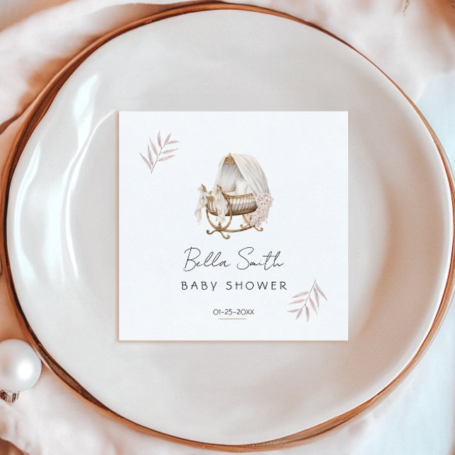 Vintage Gold Cradle Baby Shower Napkins Pappersservett (Skapare uppladdad)