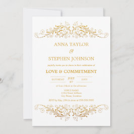 Vintage Gold Flourish Engagemangs Ceremoni Inbjudningar