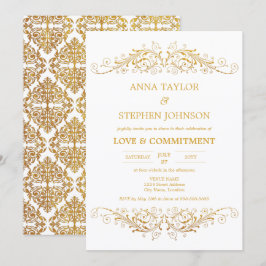 Vintage Gold Flourish Engagemangs Ceremoni Inbjudningar