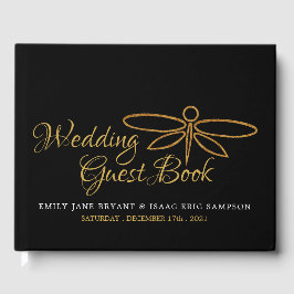 Vintage Gold Foil Dragonfly Bröllop Gästböcker
