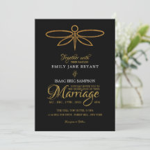 Vintage Gold Foil Dragonfly Bröllop