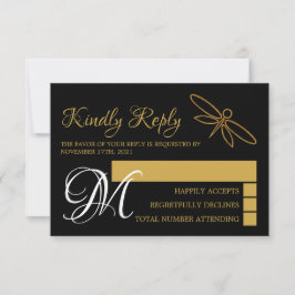 Vintage Gold Foil Dragonfly Bröllop OSA Kort