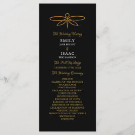Vintage Gold Foil Dragonfly Bröllopsprogram Program