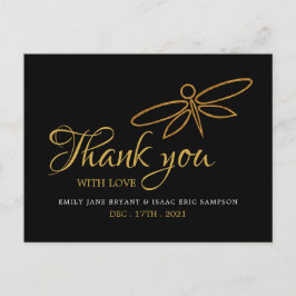 Vintage Gold Foil Dragonfly WedorTack Vykort