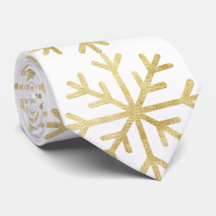 Vintage Gold Foil Snöflingor jul Neck Tie Slips