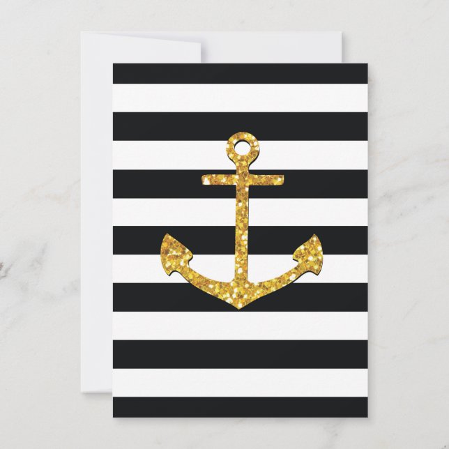 Vintage Golden Anchor Inbjudningar (Baksida)