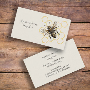 Vintage Golden Bee Logotyp Honeybee Bibiodling Visitkort