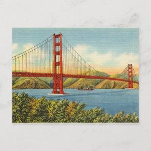 Vintage Golden Gate Bridge San Francisco Resa Vykort