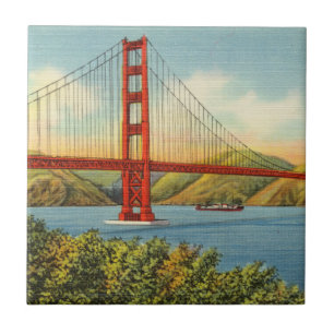 Vintage Golden Grind Bridge San Francisco Travel Kakelplatta