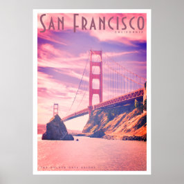 Vintage Golden Grind Bridge Travel Poster