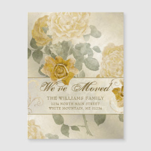 Vintage Golden Gul ros Blommigt Flytta