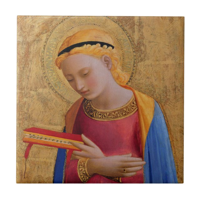 Vintage Golden Heliga Figur Kakelplatta (Framsidan)