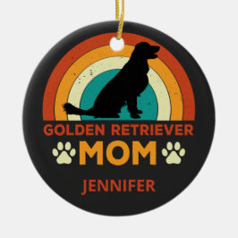Vintage Golden Lab Hund Mamma Sunset Personlig Julgransprydnad Keramik