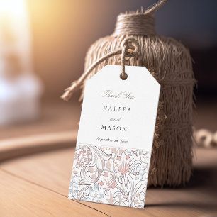 Vintage Golden Lilies William Morris Bröllop Presentetikett