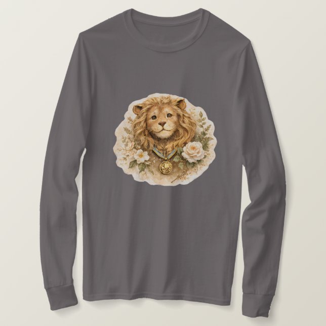 Vintage Golden Lion Långärmad T-Shirt (Design framsida)