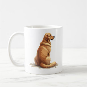 Vintage Golden Retriever Bakrevy Hundälskare Illus Kaffemugg