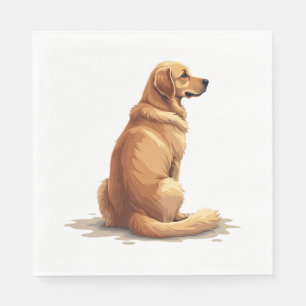 Vintage Golden Retriever Bakrevy Hundälskare Illus Pappersservett