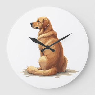 Vintage Golden Retriever Bakrevy Hundälskare Illus Stor Klocka