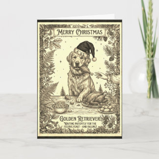 Vintage Golden Retriever Julkort med Bio Kort