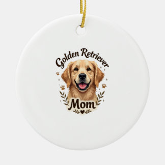Vintage Golden Retriever Mamma Hundälskare Typogra Julgransprydnad Keramik