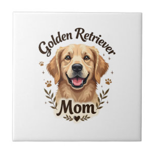 Vintage Golden Retriever Mamma Hundälskare Typogra Kakelplatta