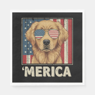 Vintage Golden Retriever 'Merica Flagga Pappersservett