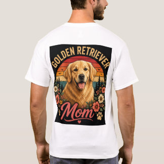 Vintage Golden Retriever Mom Floral Sunset Dog Lov T Shirt