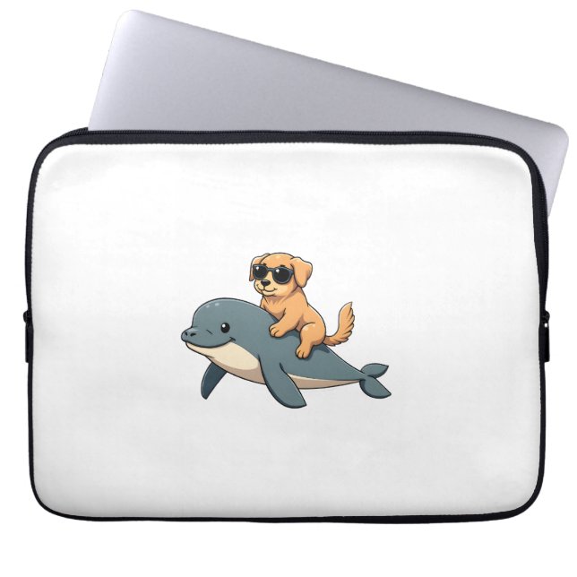 Vintage Golden Retriever Ridning Belugaväl Funny Laptop Fodral (Framsidan)