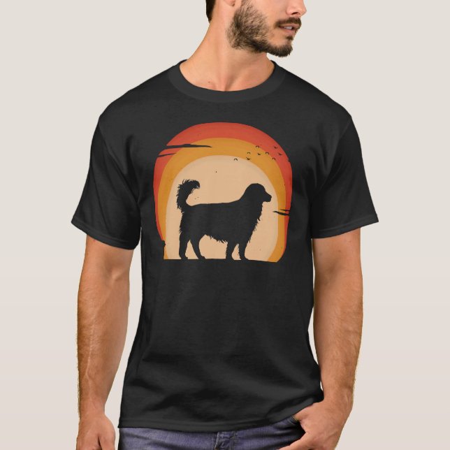 Vintage Golden Retriever Sunset T Shirt (Framsida)