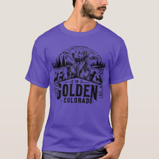 Vintage Golden Retrievers i Golden Colorado familj T Shirt