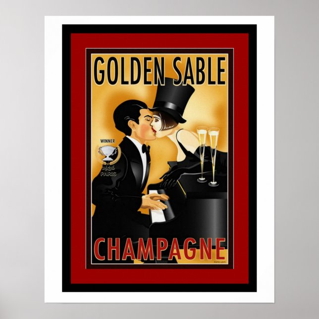 Vintage Golden Sable Champagne Ad Poster (Framsidan)