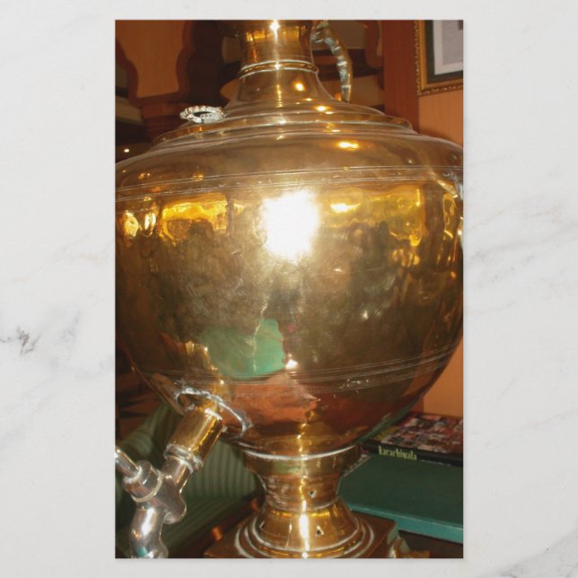 Vintage Golden Tea Pot Wall Art & Print Brevpapper (Framsida)