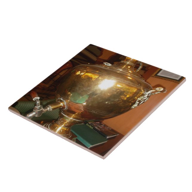 Vintage Golden Tea Pot Wall Art & Print Kakelplatta (Sidan)