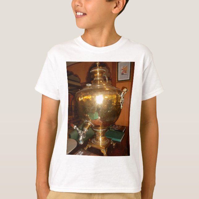 Vintage Golden Tea Pot Wall Art & Print Tee (Framsida)