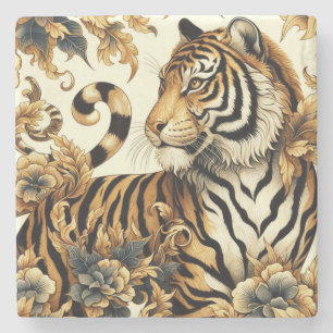 Vintage Golden Tiger Painting Stenunderlägg