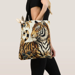 Vintage Golden Tiger Painting Tygkasse