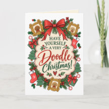 Vintage Goldendoodle Julkort