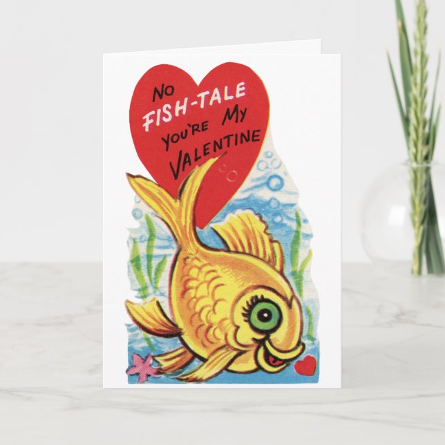 Vintage Goldfish Valentine Helgkort (Framsida)